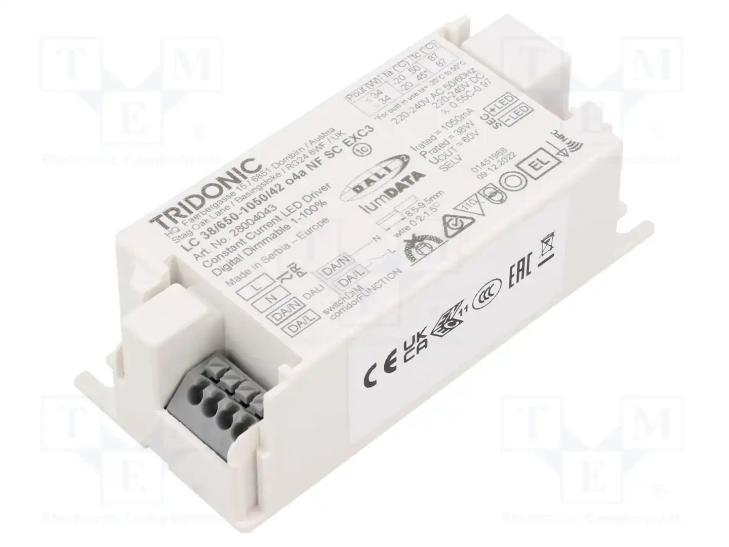 TRIDONIC LC 38W 650-1050MA 42 O4A NF SC EXC3 — Блоки питания для LED