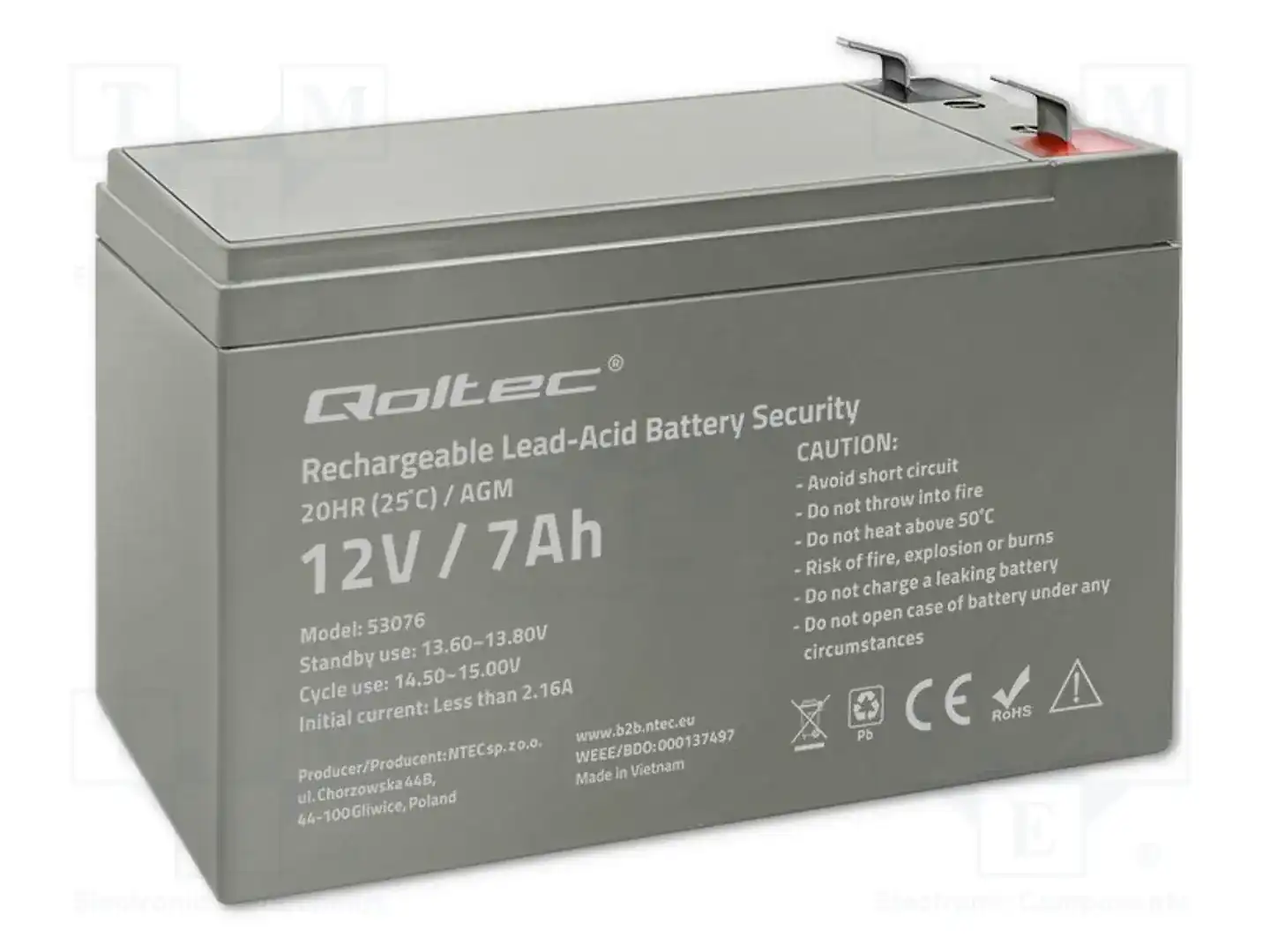 QOLTEC 53076 — Аккумуляторы кислотные