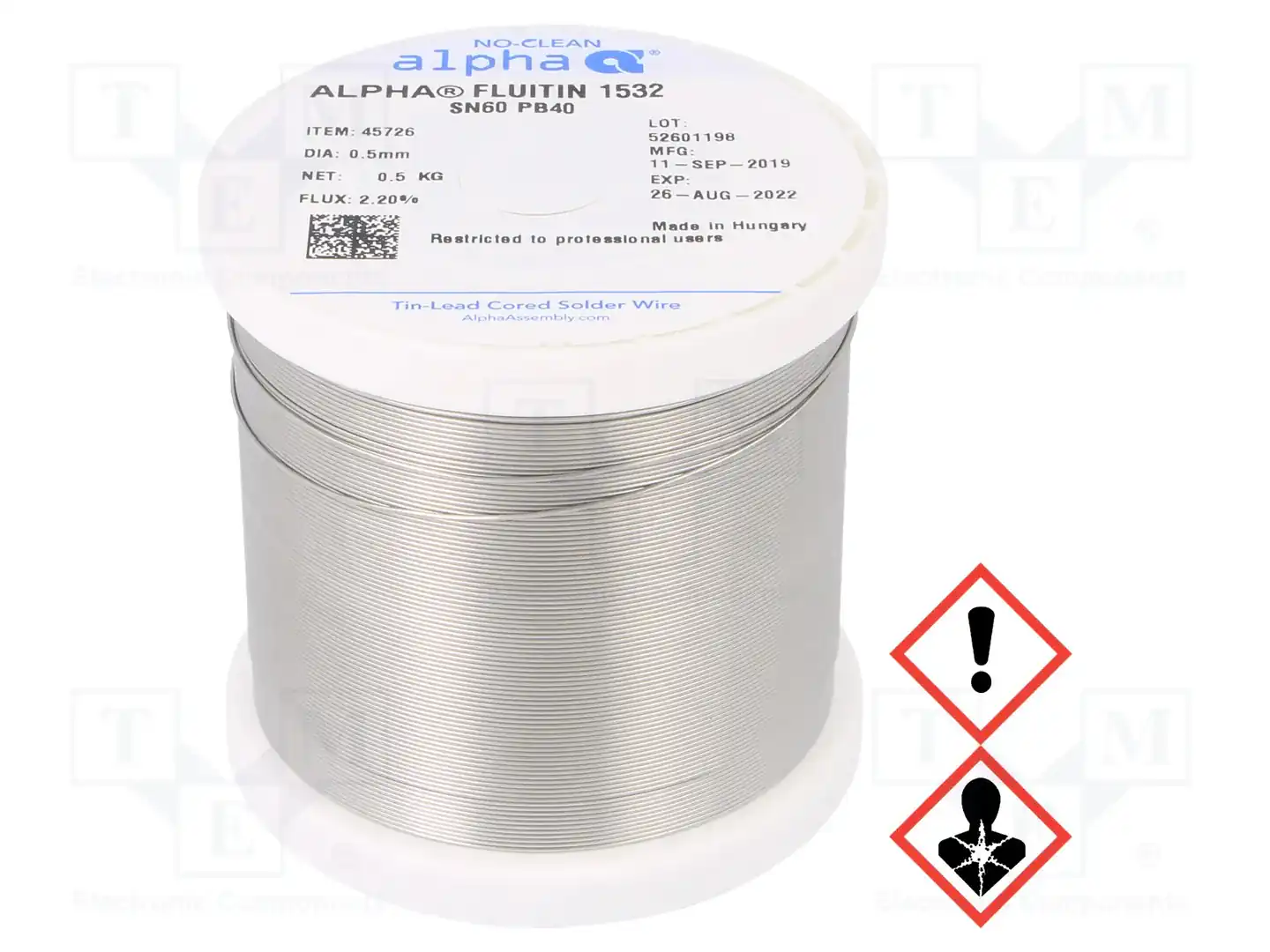 ALPHA SN60PB40 FLUITIN 1532/122 0,5MM 500G — Паяльные провода свинцовые