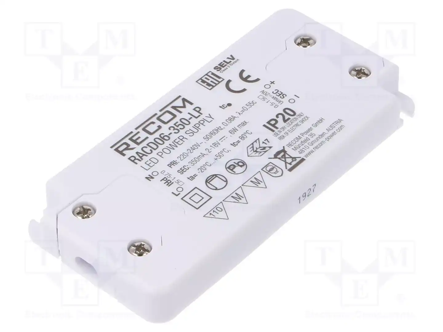 RECOM RACD06-350-LP — Блоки питания для LED