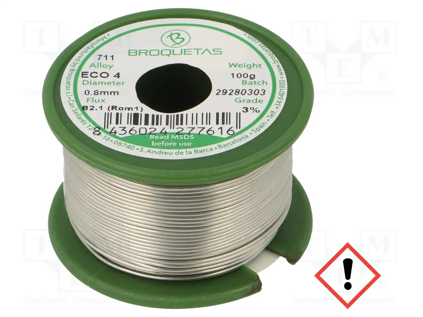 BROQUETAS ECO4 (SNAG3CU0.5) FLUX B2.1 0,8 MM 100G — Паяльные провода бессвинцовые