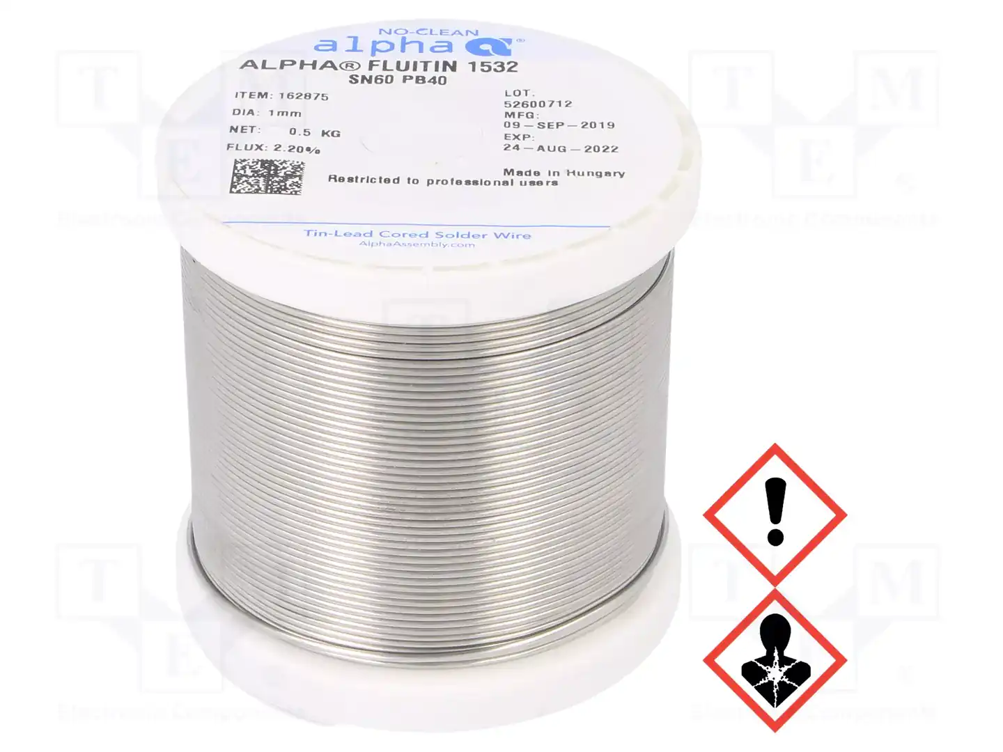ALPHA SN60PB40 FLUITIN 1532/122 1MM 500G — Паяльные провода свинцовые