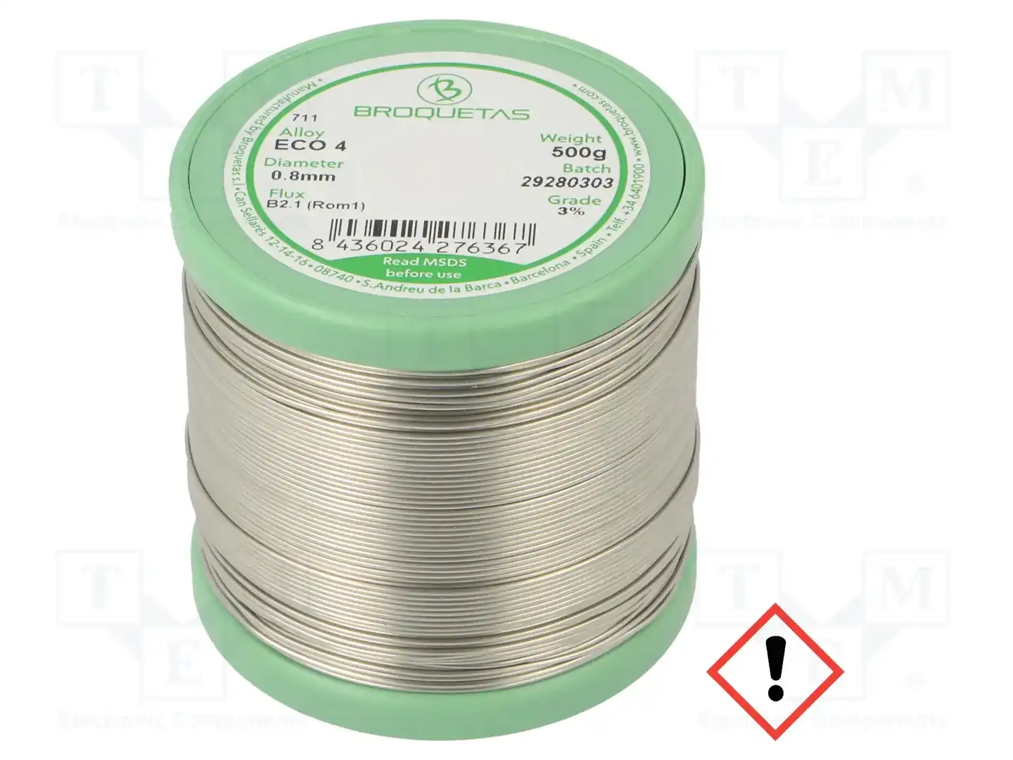 BROQUETAS ECO4 (SNAG3CU0.5) FLUX B2.1 0,8 MM 500G — Паяльные провода бессвинцовые