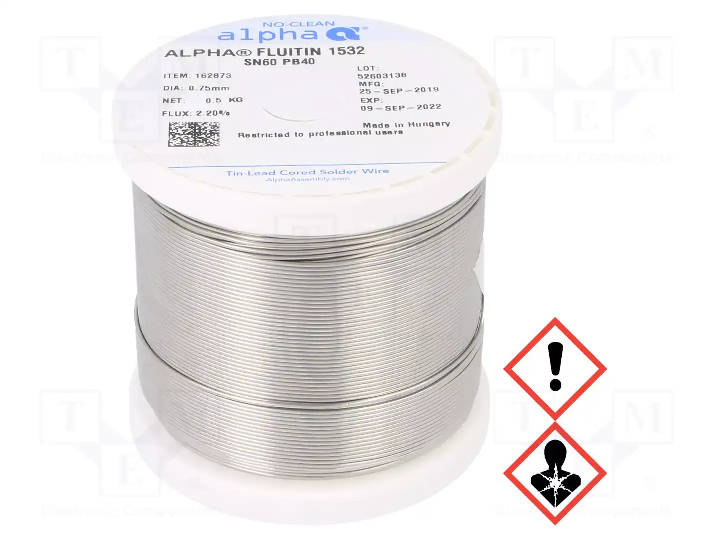 ALPHA SN60PB40 FLUITIN 1532/122 0,75MM 500G — Паяльные провода свинцовые