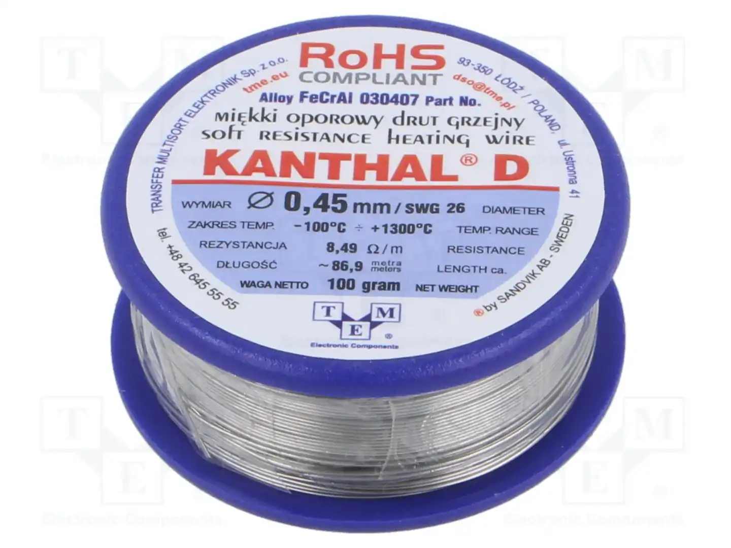 KANTHAL 030407 100G — Проволока реостатная