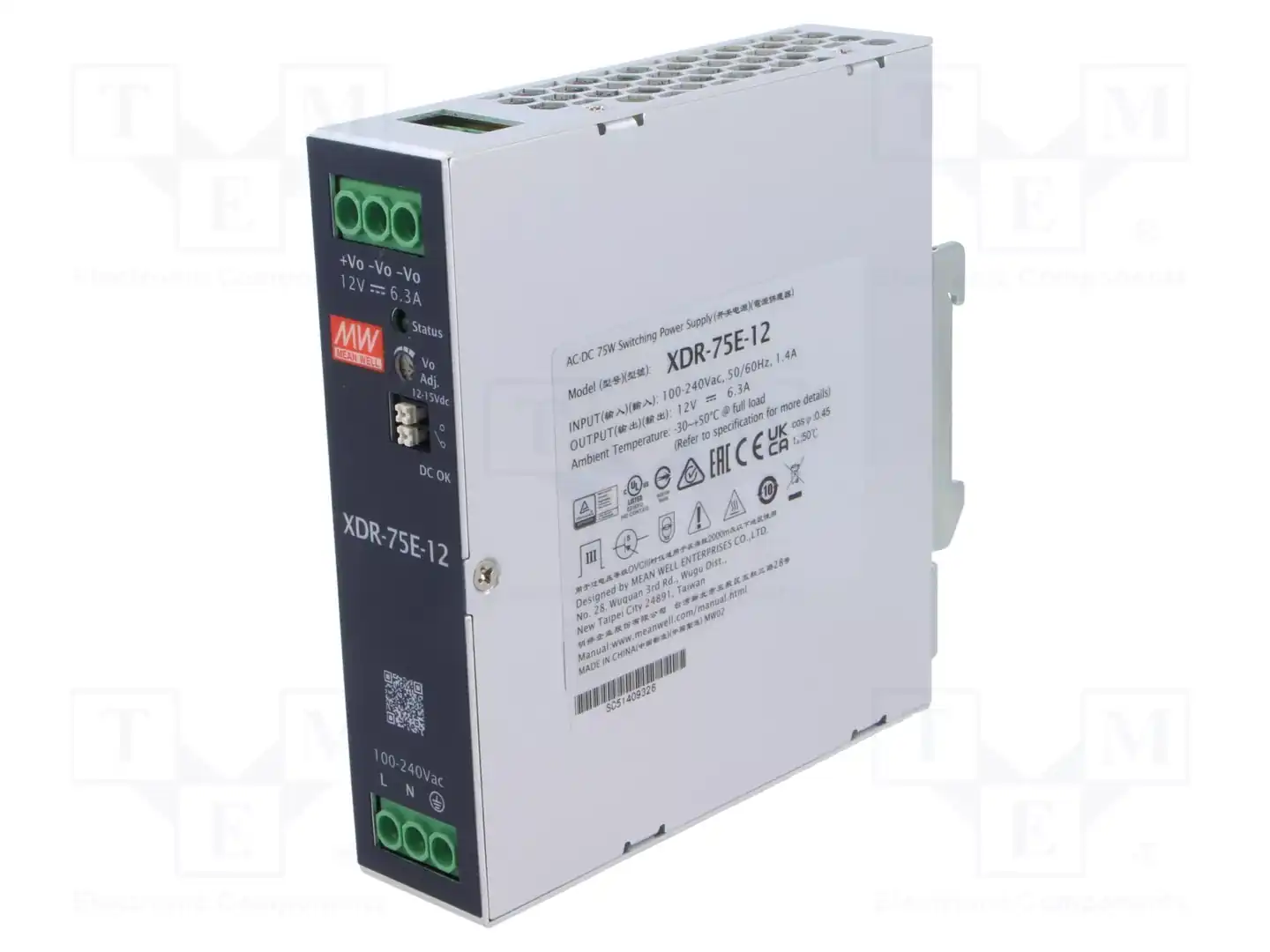 MEAN WELL XDR-75E-12 — Блоки питания на DIN-рейку