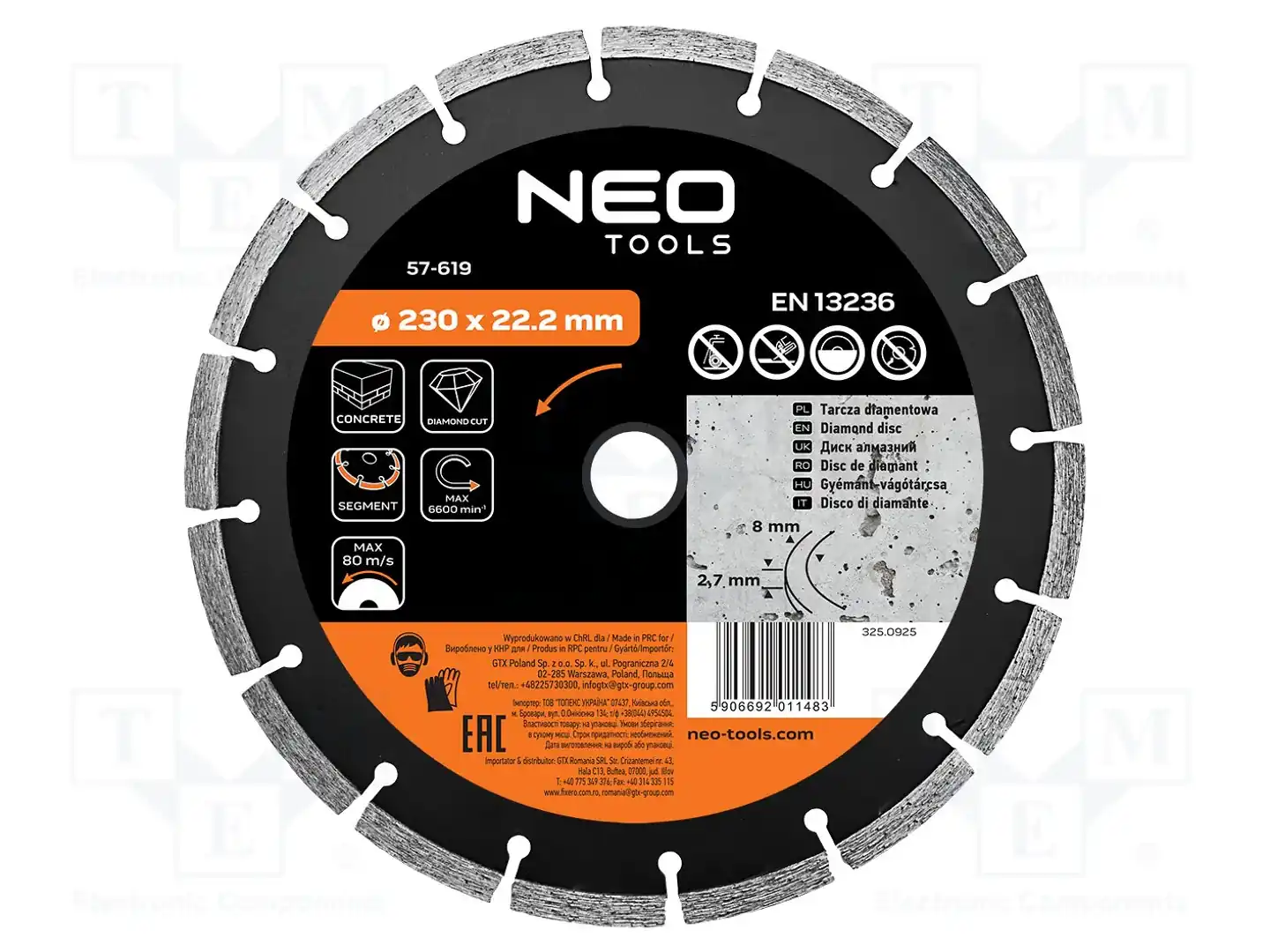 NEO TOOLS 57-619 — Диски для резки и шлифовки