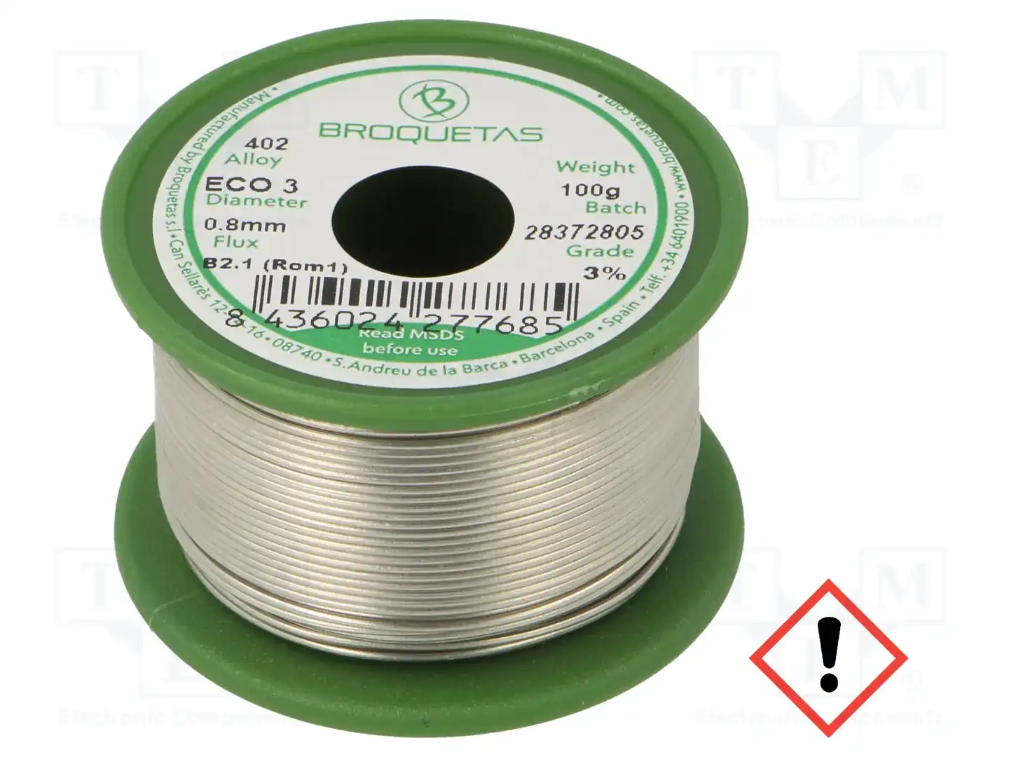 BROQUETAS ECO3 (SNCU3) FLUX B2.1 0,8 MM 100 G. — Паяльные провода бессвинцовые