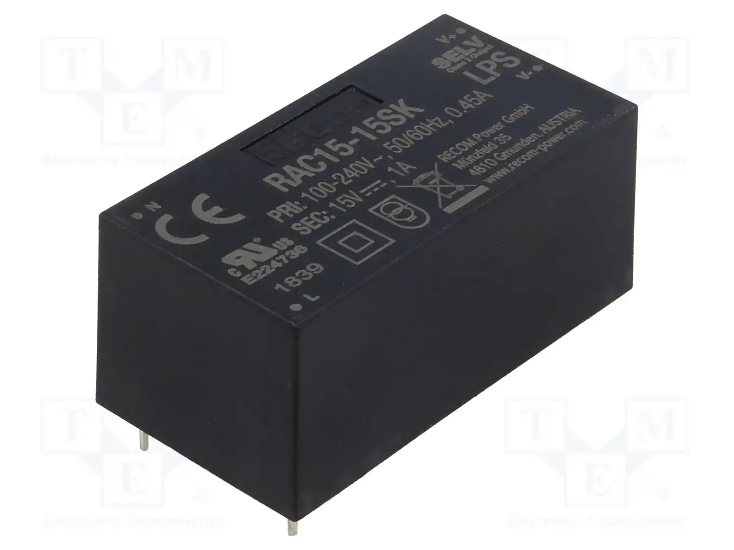 RECOM RAC15-15SK — Преобразователи AC/DC для PCB