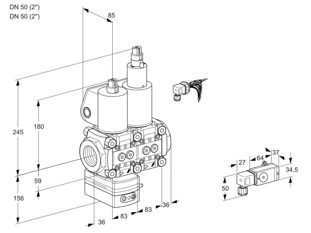 Kromschroder VCV 3E50R/50R05VKLWL/PPPP/2-PP — двойной электромагнитный газовый клапан — 88100340