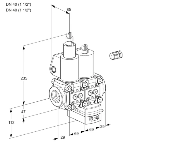 Kromschroder VCG 2E40R/40R05LGEWL/PPPP/MMMM — двойной электромагнитный газовый клапан — 88104470