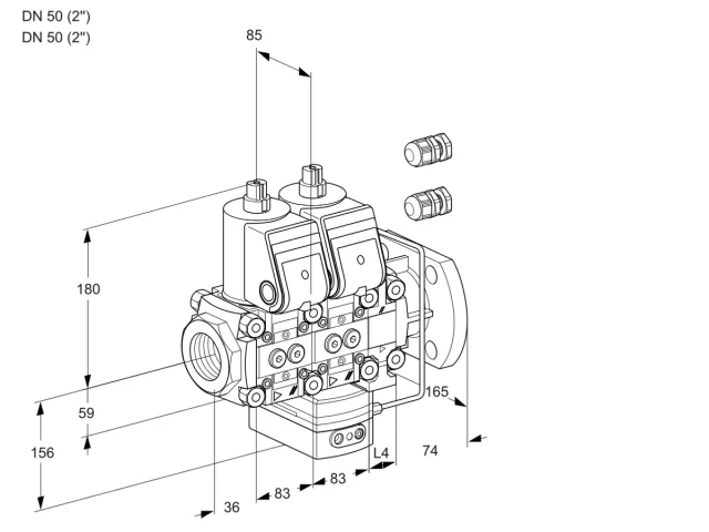 Kromschroder VCH 3E50R/50F05NHEVWR3/PPPP/PPPP — двойной электромагнитный газовый клапан — 88106300