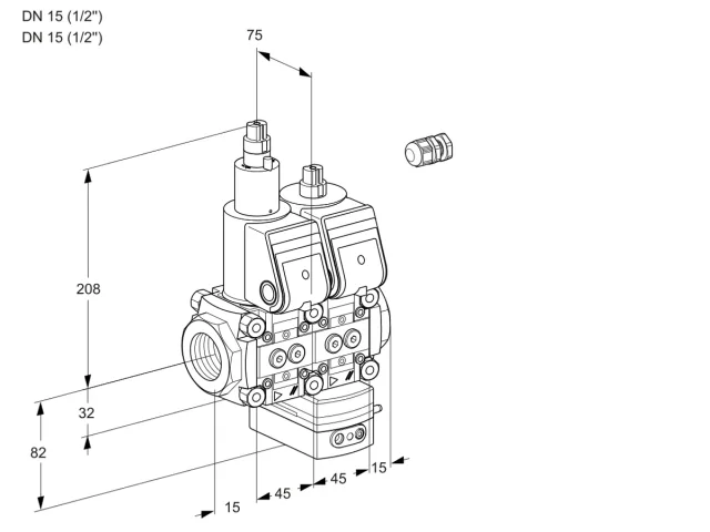 Kromschroder VCG 1E15R/15R05LGEWR/PPPP/PPPP — двойной электромагнитный газовый клапан — 88100339