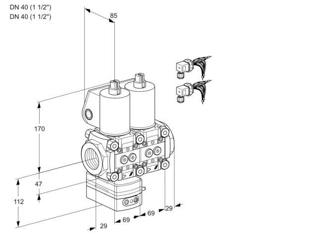 Kromschroder VCG 2E40R/40R05GENWL6/PPPP/PPPP — двойной электромагнитный газовый клапан — 88104293