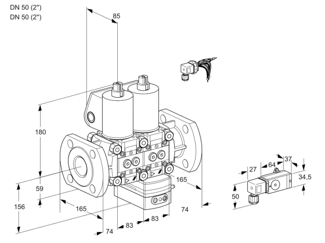 Kromschroder VCV 3E50F/50F05NVKWL/PPPP/2-PP — двойной электромагнитный газовый клапан — 88103340
