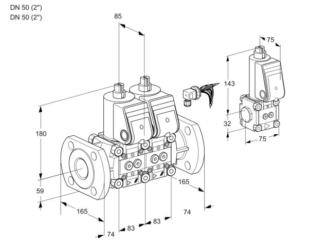 Kromschroder VCS 3E50F/50F05NNWR/PPPP/PPZS — двойной электромагнитный газовый клапан — 88107852
