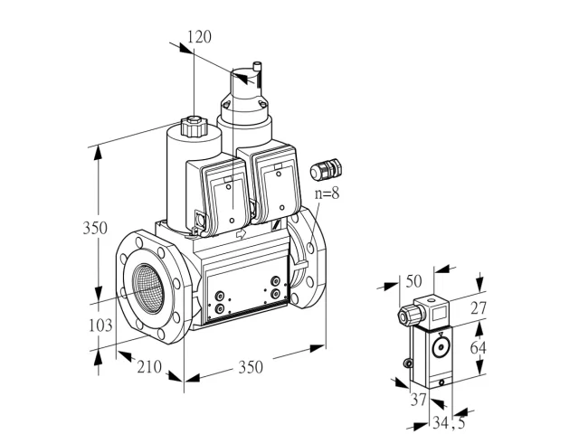 Kromschroder VCS 8100F05NLWR3B/PPPP/P2MP — двойной электромагнитный газовый клапан — 88204563