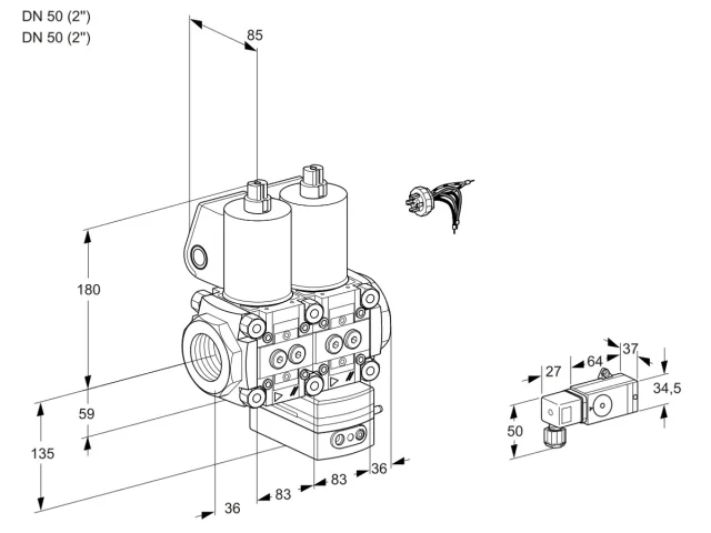 Kromschroder VCG 3E50R/50R05NGNKL3/PPPP/2-PP — двойной электромагнитный газовый клапан — 88105966