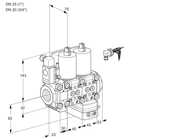 Kromschroder VCD 1E25R/20R05F3ND-25WL/PPPP/PPMM — двойной электромагнитный газовый клапан — 88102971