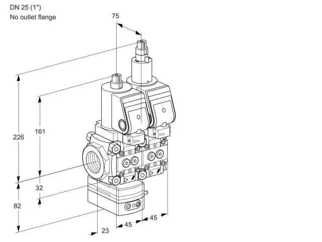 Kromschroder VCD 1T25N/--05D-100LQGR/PPPP/PPPP — двойной электромагнитный газовый клапан — 88104149