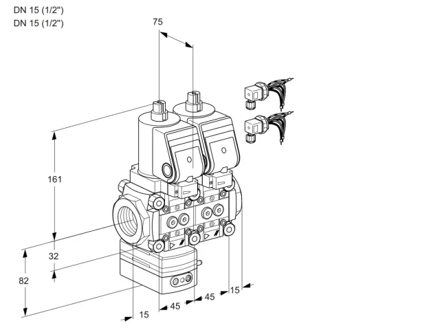 Kromschroder VCD 1E15R/15R05D-100NWSR8/PPPP/PPPP — двойной электромагнитный газовый клапан — 88103876