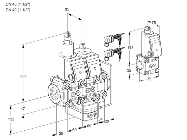 Kromschroder VCH 2E40R/40R05LHEVWR6/PPPP/PPBS — двойной электромагнитный газовый клапан — 88105740