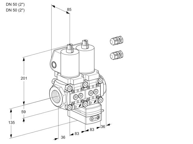 Kromschroder VCG 3E50R/50R05NGEQGL3/PPPP/PPPP — двойной электромагнитный газовый клапан — 88104182