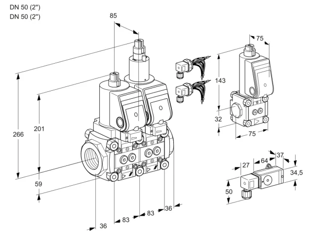 Kromschroder VCS 3E50R/50R05NLWSR8/-3PP/PPBS — двойной электромагнитный газовый клапан — 88107128