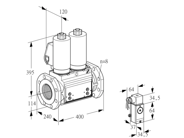 Kromschroder VCS 9T125A05NNAGLB/PPPP/2-P4 — двойной электромагнитный газовый клапан — 88203946