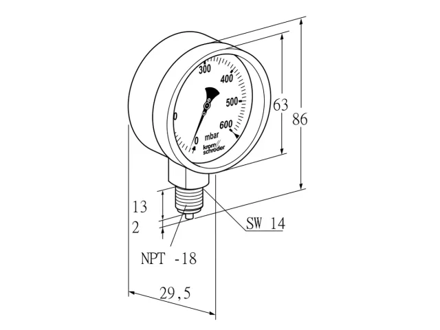 Kromschroder RFM P150TNB63 — манометр — 03200192
