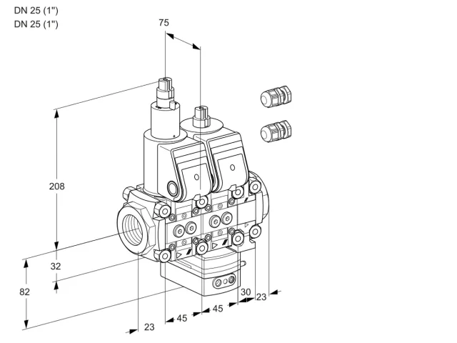 Kromschroder VCG 1E25R/25R05LGEVWR3/PPPP/PPPP — двойной электромагнитный газовый клапан — 88104787