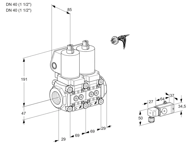 Kromschroder VCS 2E40R/40R05NNKGL/PPPP/2-PP — двойной электромагнитный газовый клапан — 88104804