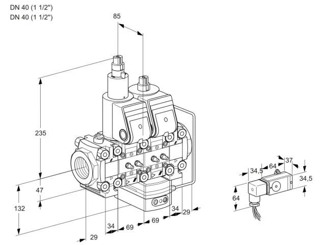 Kromschroder VCH 2T40N/40N05FLHAVQR/MMMM/PP-3 — двойной электромагнитный газовый клапан — 88106969