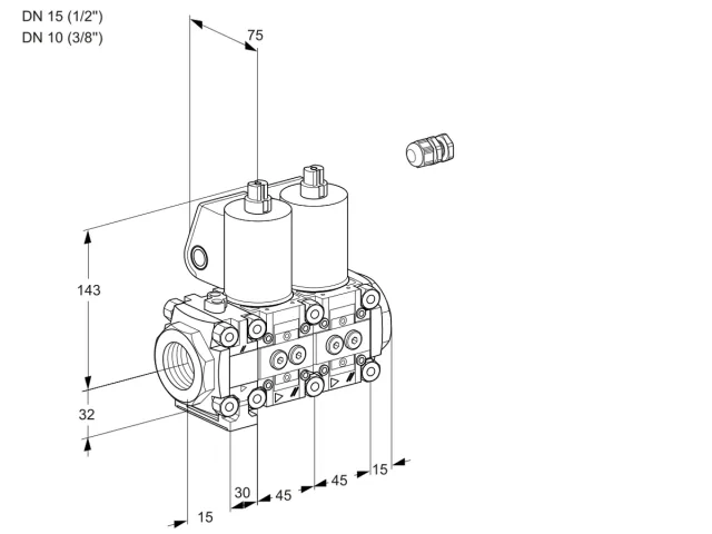 Kromschroder VCS 1E15R/10R05FNNWL3/PPPP/PPPP — двойной электромагнитный газовый клапан — 88105898