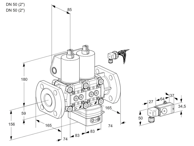 Kromschroder VCV 3E50F/50F05NVKWL/PPPP/2-PP — двойной электромагнитный газовый клапан — 88105782