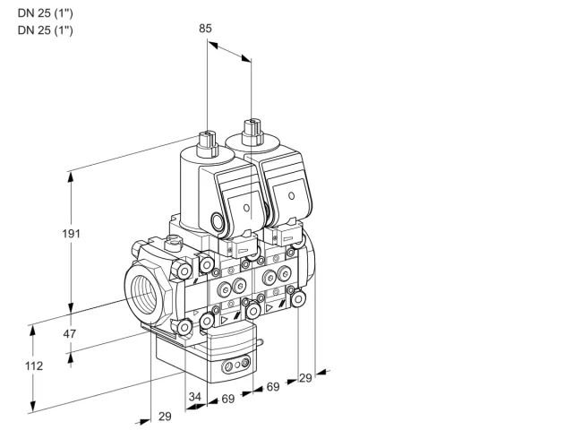 Kromschroder VCD 2T25N/25N05FD-50NQSR/PPPP/PPPP — двойной электромагнитный газовый клапан — 88103053