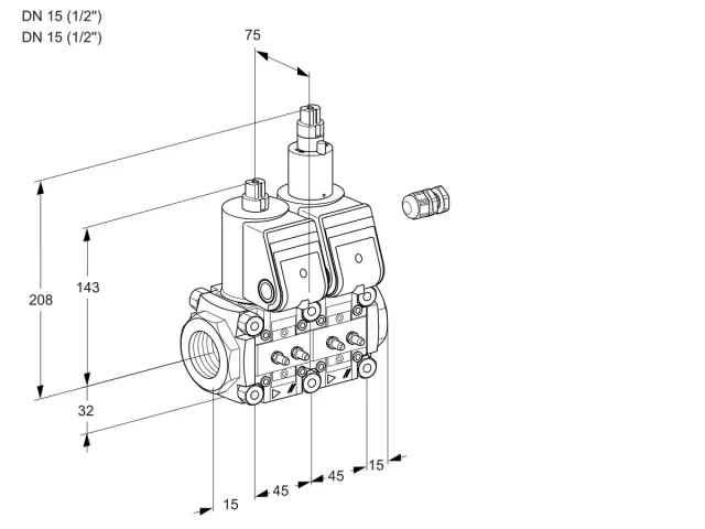Kromschroder VCS 1E15R/15R05NLWR/MMMM/PPPP — двойной электромагнитный газовый клапан — 88105608