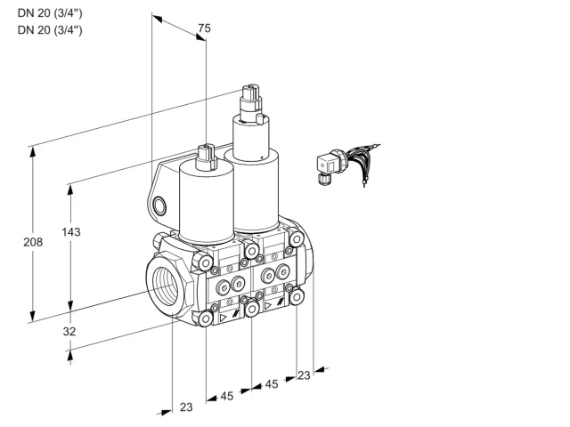 Kromschroder VCS 1E20R/20R05NLWL/PPPP/PPPP — двойной электромагнитный газовый клапан — 88102660