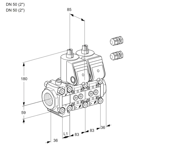 Kromschroder VCS 3E50R/50R05FNNWR3/PPPP/PPPP — двойной электромагнитный газовый клапан — 88106071
