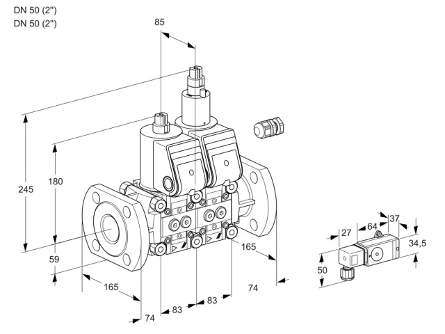 Kromschroder VCS 3E50F/50F05NLWR/-2PP/PPPP — двойной электромагнитный газовый клапан — 88104257