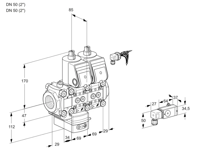 Kromschroder VCD 2E50R/50R05FD-50NWR/3-PP/PPPP — двойной электромагнитный газовый клапан — 88104211