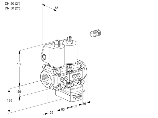 Kromschroder VCG 3E50R/50R05NGEQL3/PPPP/PPPP — двойной электромагнитный газовый клапан — 88103558