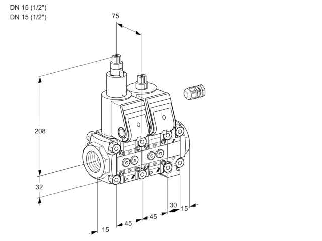 Kromschroder VCS 1E15R/15R05LNVWR/PPPP/PPPP — двойной электромагнитный газовый клапан — 88107708