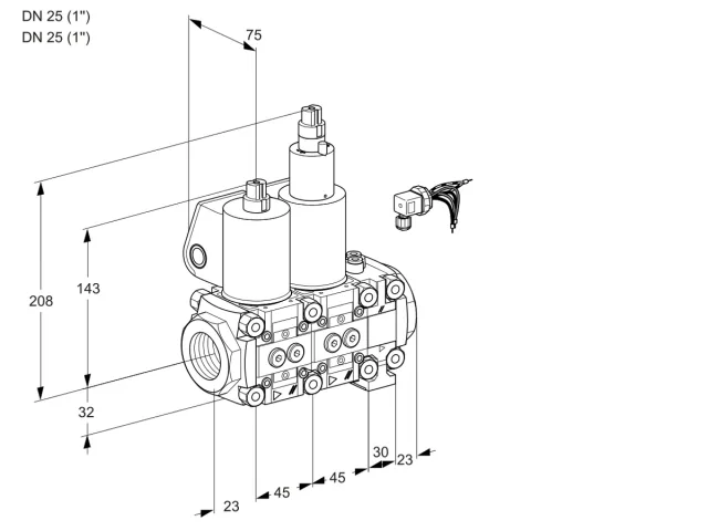 Kromschroder VCS 1E25R/25R05NLVWL/PPPP/PPPP — двойной электромагнитный газовый клапан — 88105134