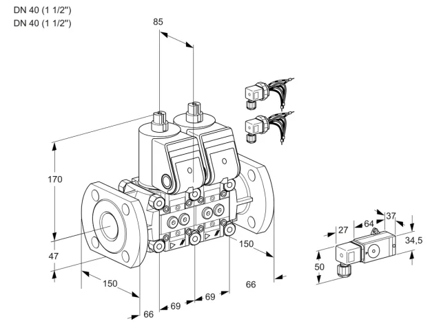 Kromschroder VCS 2E40F/40F05NNKR6/3-PP/PPPP — двойной электромагнитный газовый клапан — 88104281
