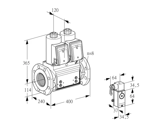 Kromschroder VCS 9T125A05NNARB/PPP4/PPPP — двойной электромагнитный газовый клапан — 88204766