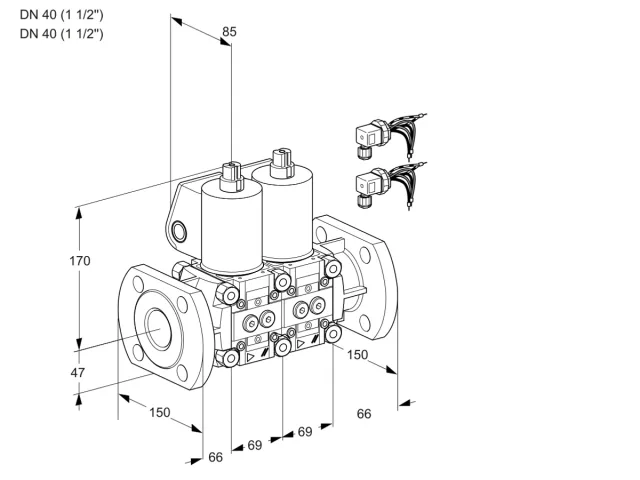 Kromschroder VCS 2E40F/40F05NNWL6/PPPP/PPPP — двойной электромагнитный газовый клапан — 88101098