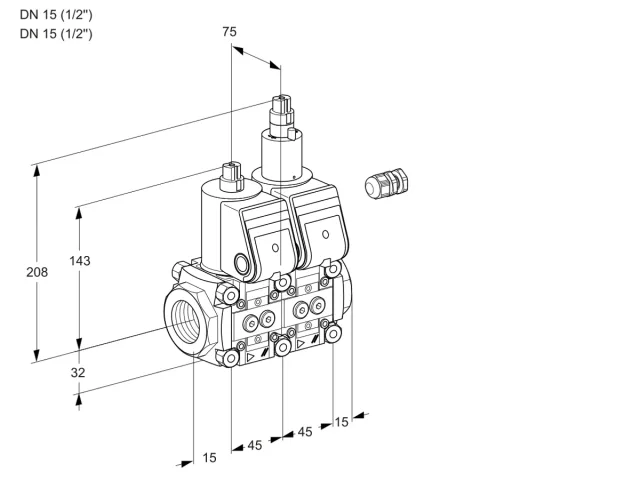 Kromschroder VCS 1E15R/15R05NLWR/PPPP/PPPP — двойной электромагнитный газовый клапан — 88101124
