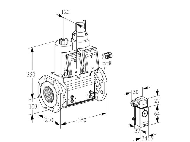 Kromschroder VCS 8100F05NLWR3B/P3MM/PPMM — двойной электромагнитный газовый клапан — 88207479