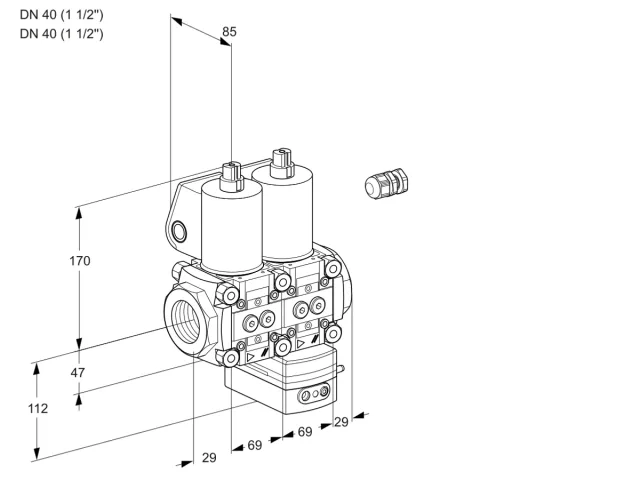 Kromschroder VCD 2E40R/40R05ND-50WL/PPPP/MMPP — двойной электромагнитный газовый клапан — 88107155